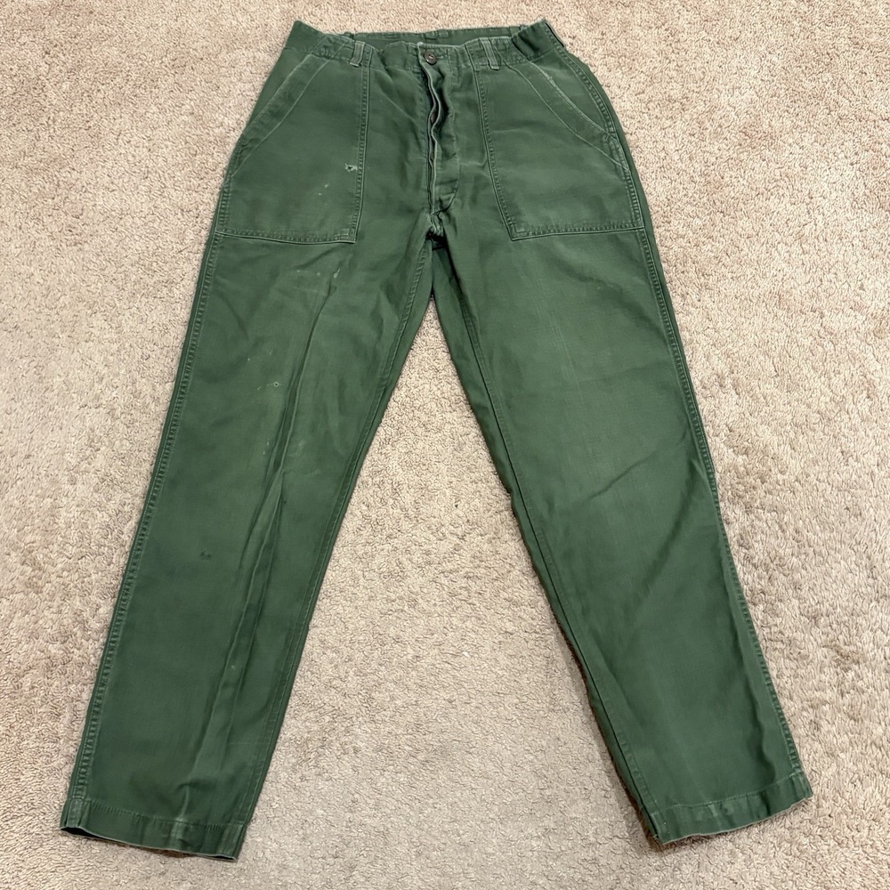 Vintage 70s OG-107 Military Pants Mens 29x29 Green Vietnam Fatigue Trouser US